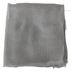 Costume National Gray Fringe Neck Wrap Cotton Scarf - Zeiniez