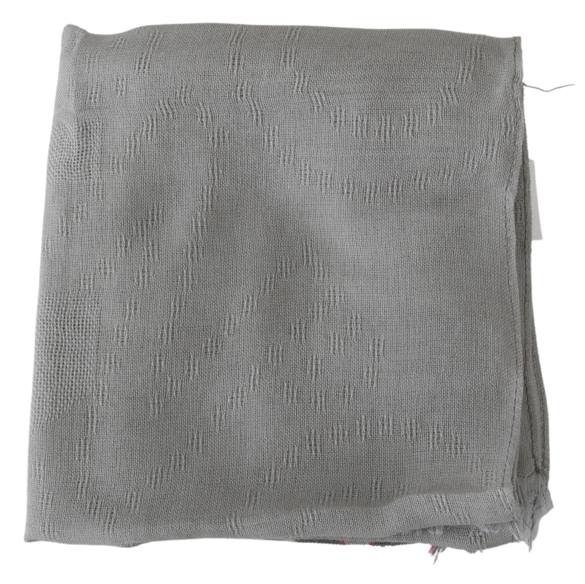 Costume National Gray Fringe Neck Wrap Cotton Scarf - Zeiniez