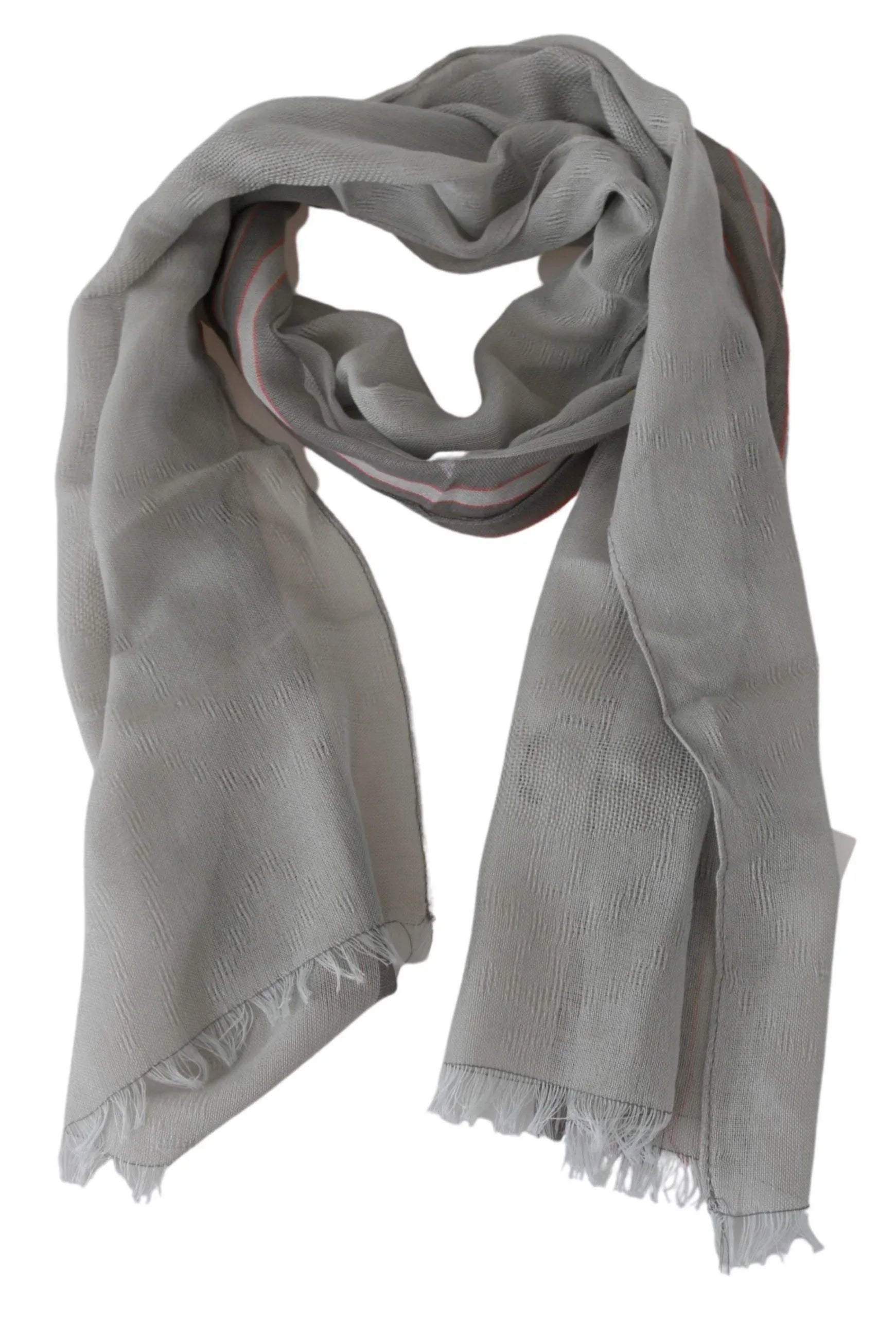 Costume National Gray Fringe Neck Wrap Cotton Scarf - Zeiniez