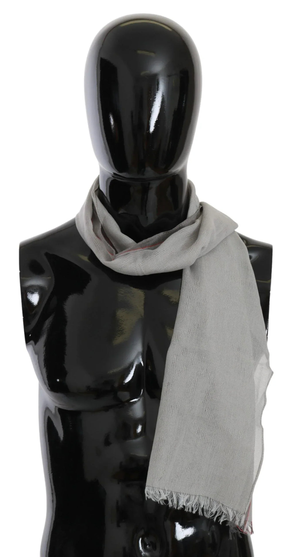 Costume National Gray Fringe Neck Wrap Cotton Scarf - Zeiniez