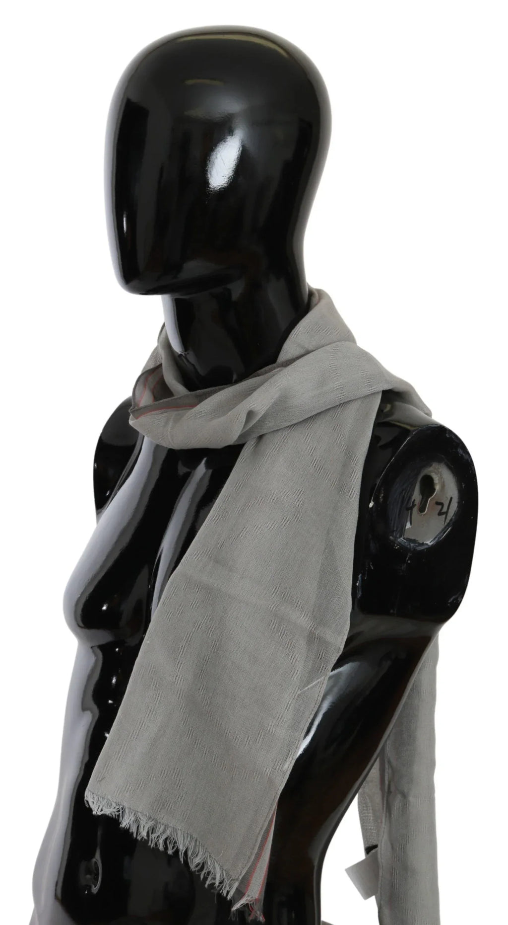 Costume National Gray Fringe Neck Wrap Cotton Scarf - Zeiniez