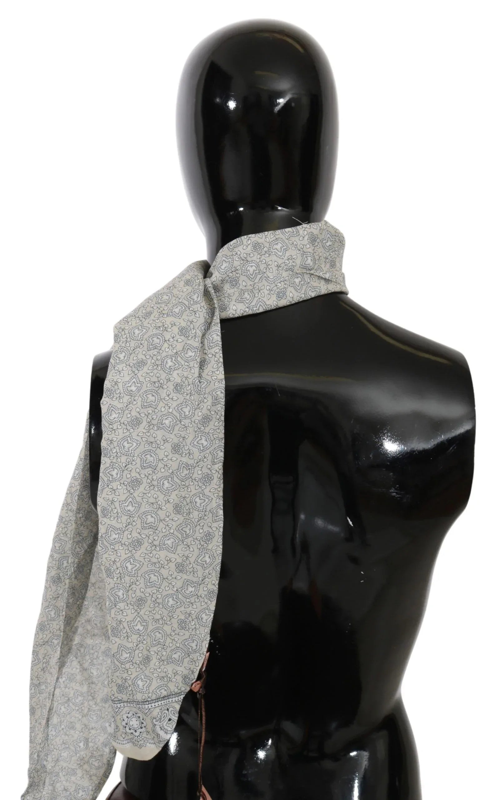 Ermanno Scervino Cotton Beige Blue Fantasy Print Scarf - Zeiniez