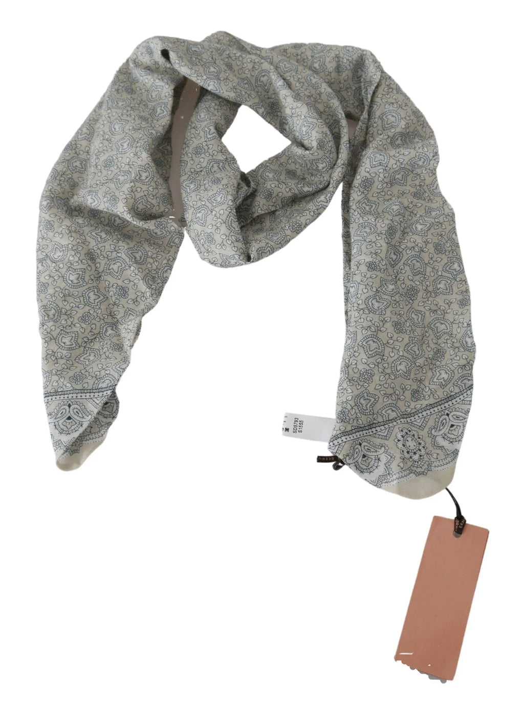 Ermanno Scervino Cotton Beige Blue Fantasy Print Scarf - Zeiniez