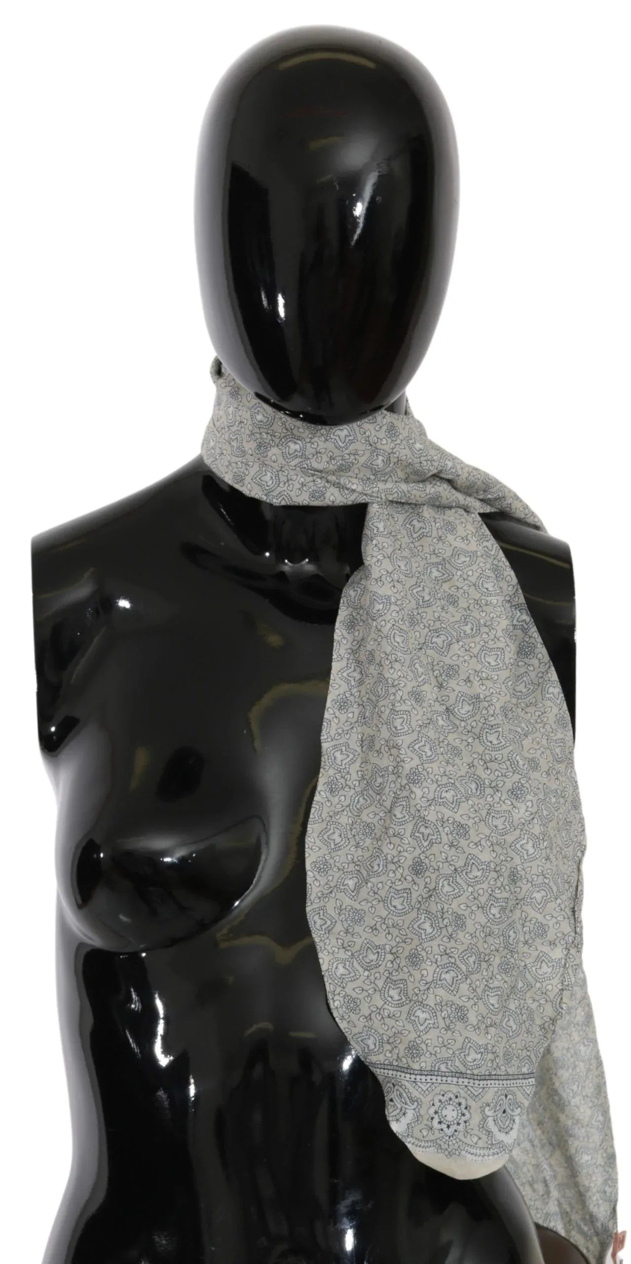 Ermanno Scervino Cotton Beige Blue Fantasy Print Scarf - Zeiniez