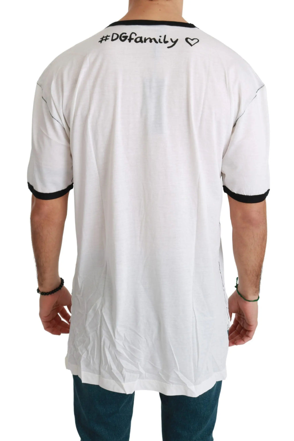 Dolce & Gabbana White Men Print #dgfamily Cotton T-shirt - Zeiniez