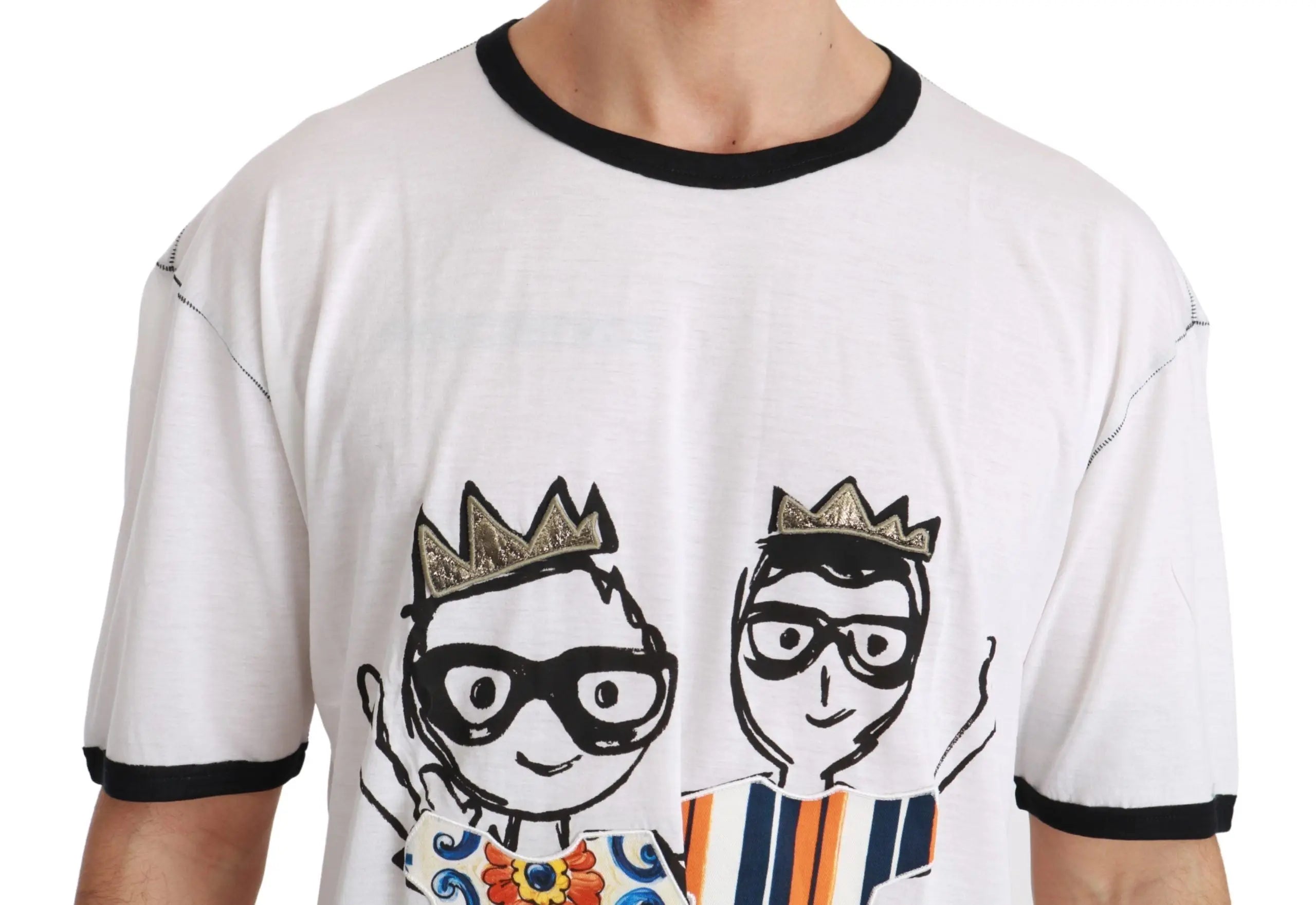 Dolce & Gabbana White Men Print #dgfamily Cotton T-shirt - Zeiniez