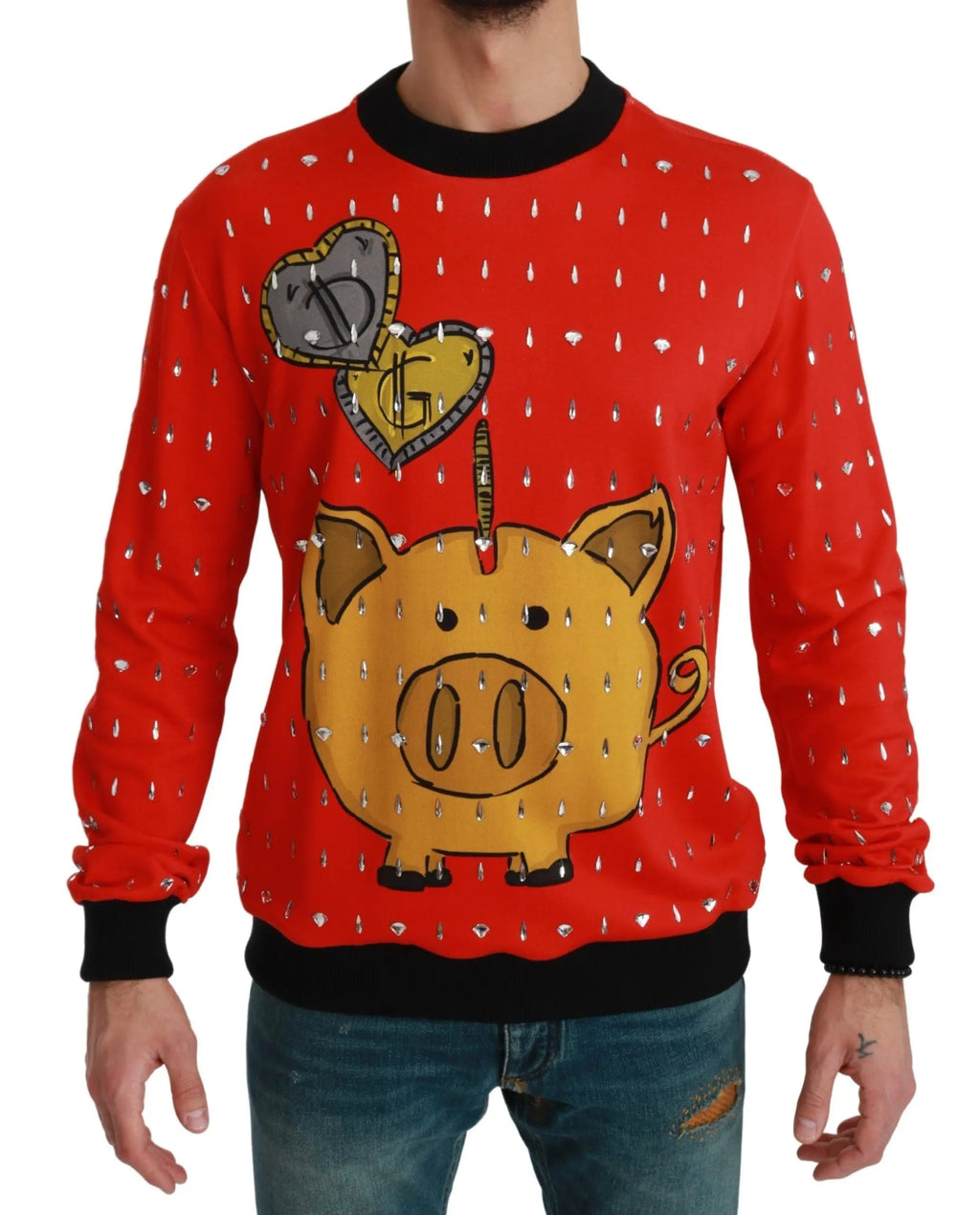 Dolce & Gabbana Red Crystal Pig of the Year Sweater - Zeiniez