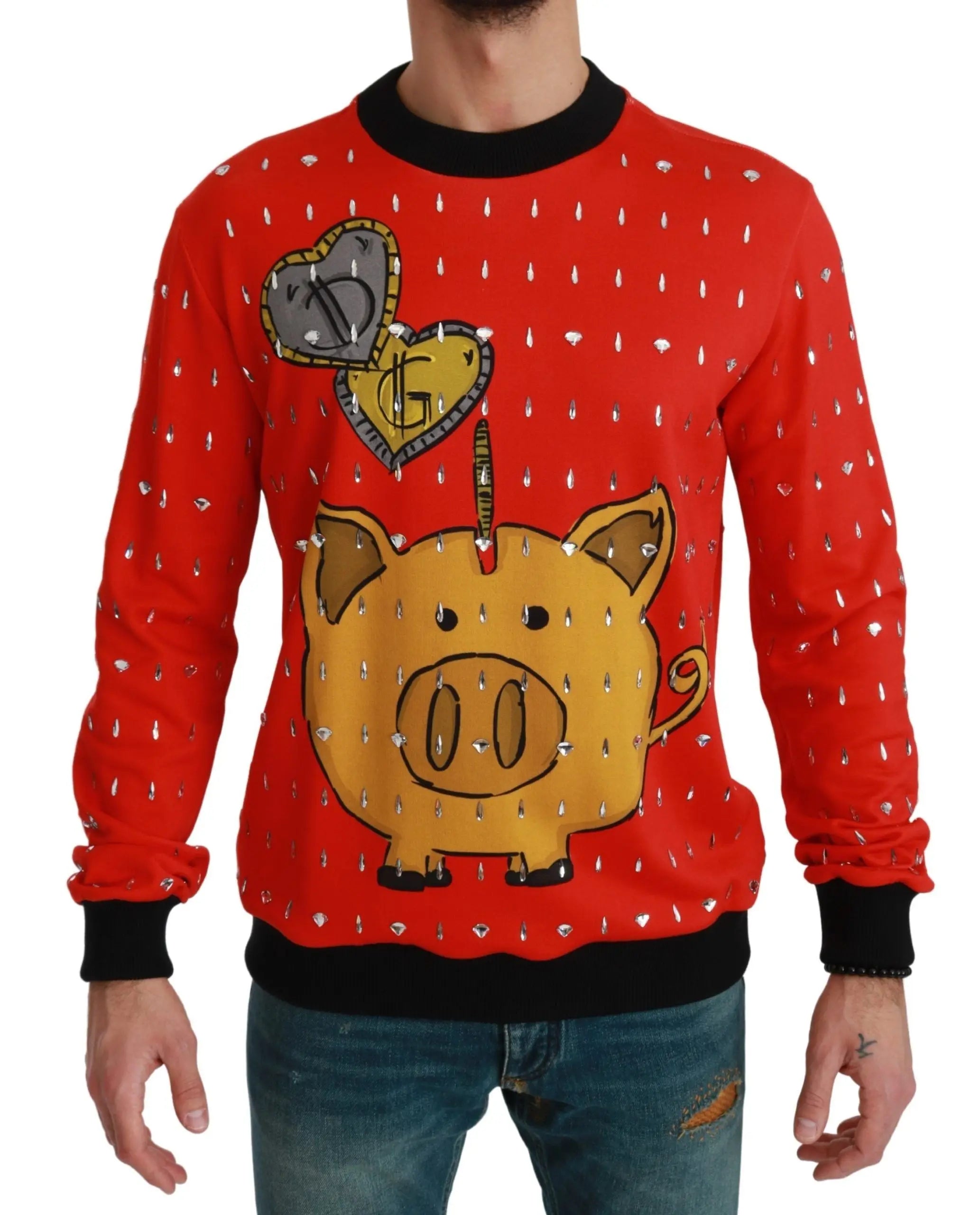 Dolce & Gabbana Red Crystal Pig of the Year Sweater - Zeiniez