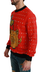 Dolce & Gabbana Red Crystal Pig of the Year Sweater - Zeiniez