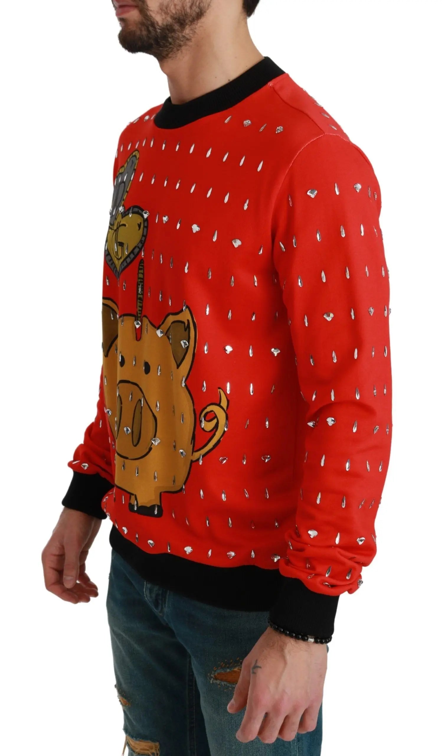 Dolce & Gabbana Red Crystal Pig of the Year Sweater - Zeiniez