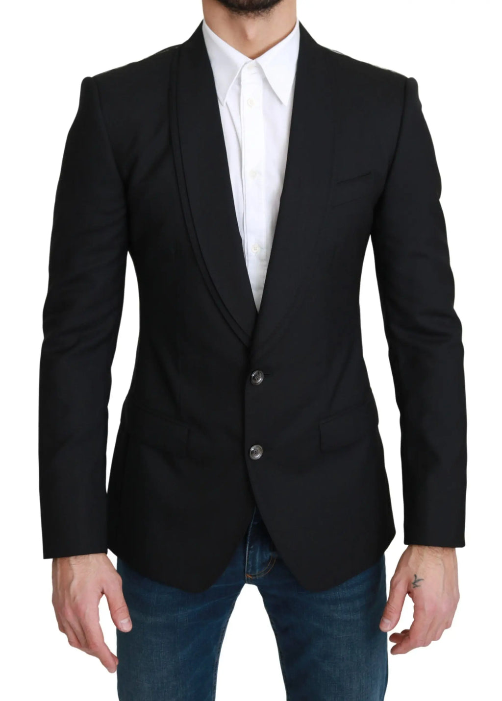 Dolce & Gabbana Black Single Breasted Formal Wool Blazer - Zeiniez