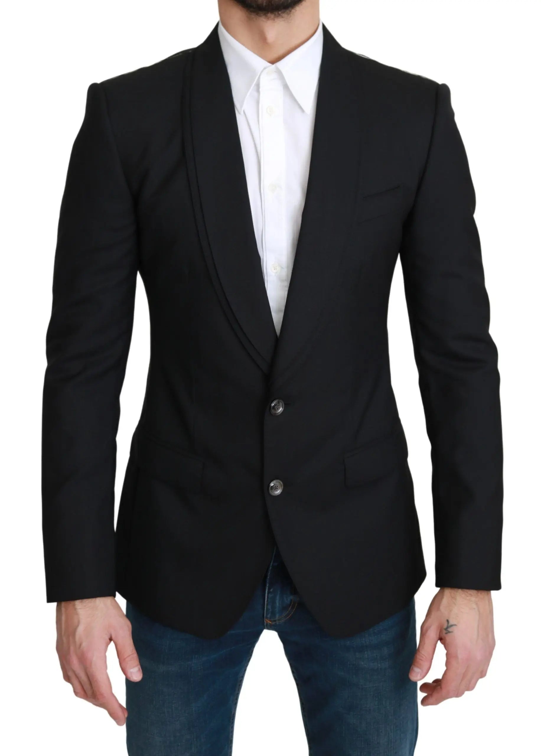 Dolce & Gabbana Black Single Breasted Formal Wool Blazer - Zeiniez