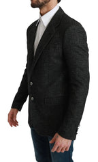 Dolce & Gabbana Gray Plaid Check Slim Fit Jacket Blazer - Zeiniez