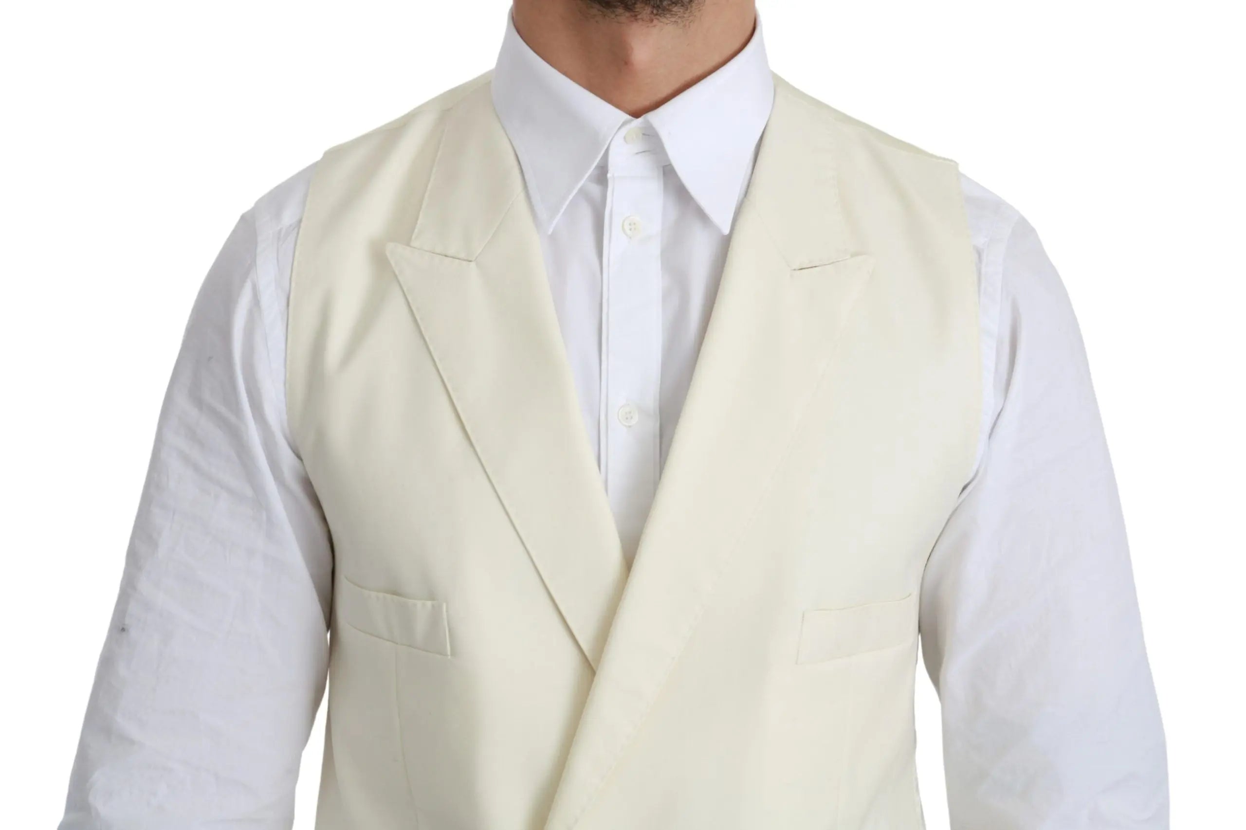 Dolce & Gabbana White Waistcoat Formal Wool  Vest - Zeiniez