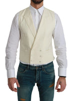 Dolce & Gabbana White Waistcoat Formal Wool  Vest - Zeiniez