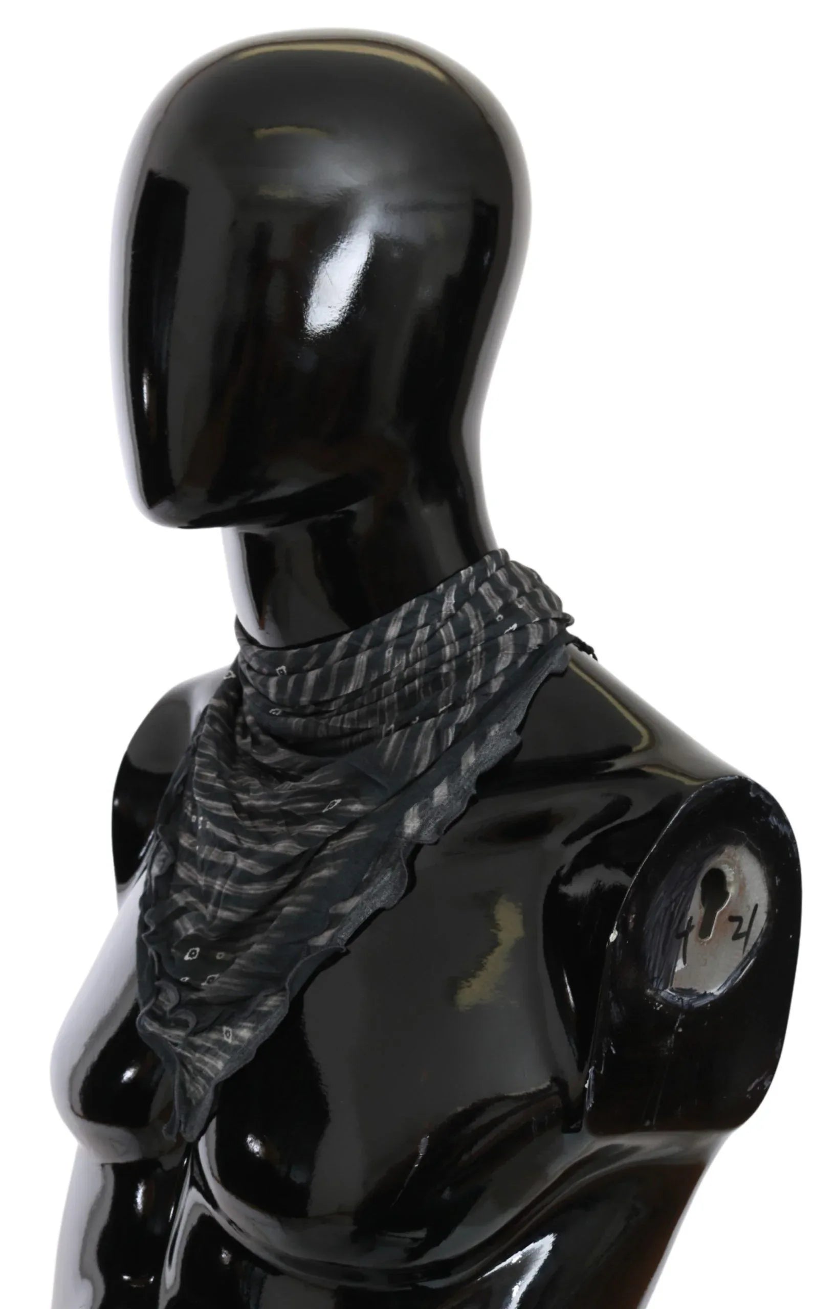 Costume National Black Gray Viscose Foulard Branded Scarf - Zeiniez