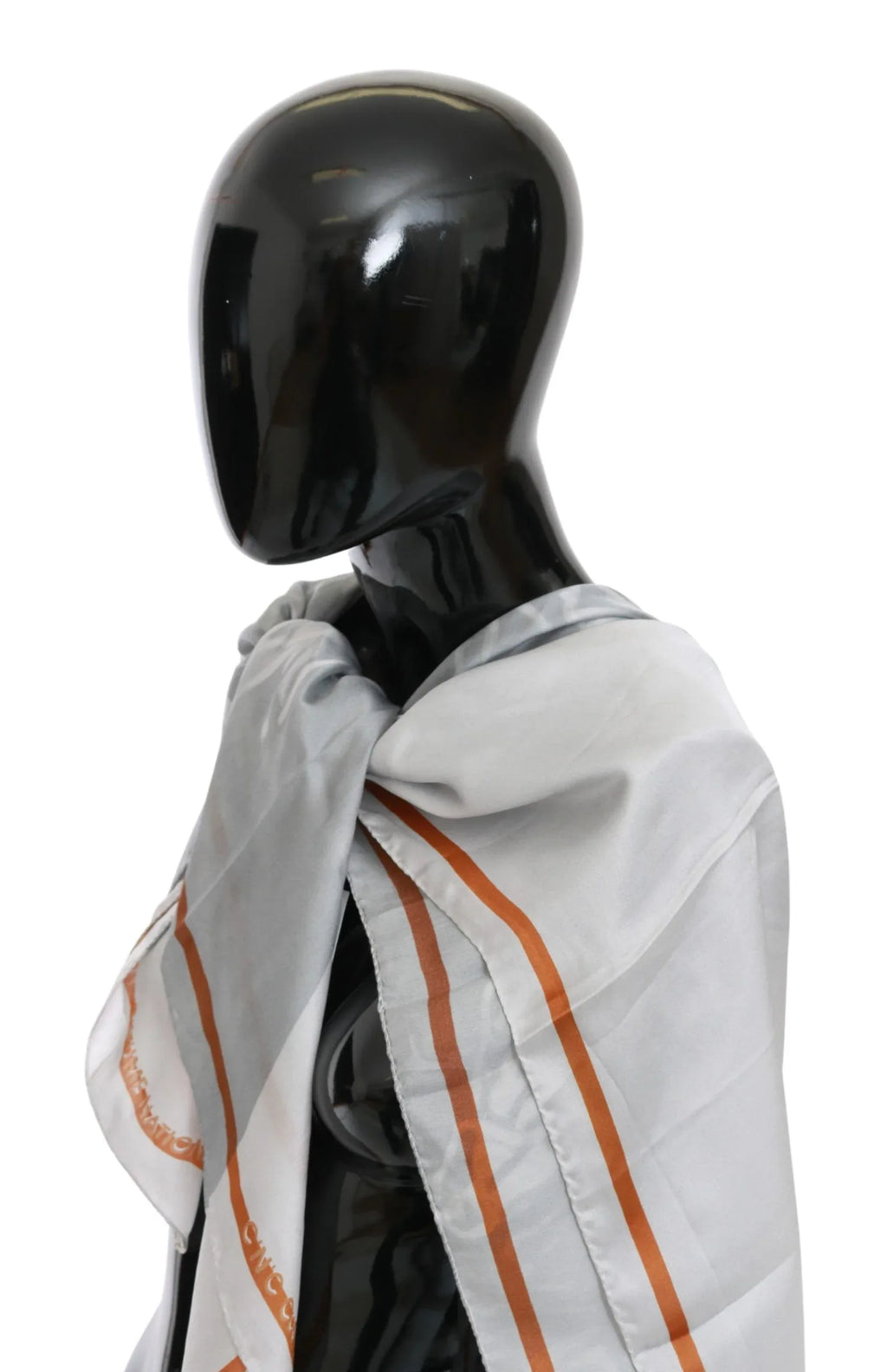 Costume National Gray Red Silk Shawl Foulard Wrap Scarf - Zeiniez