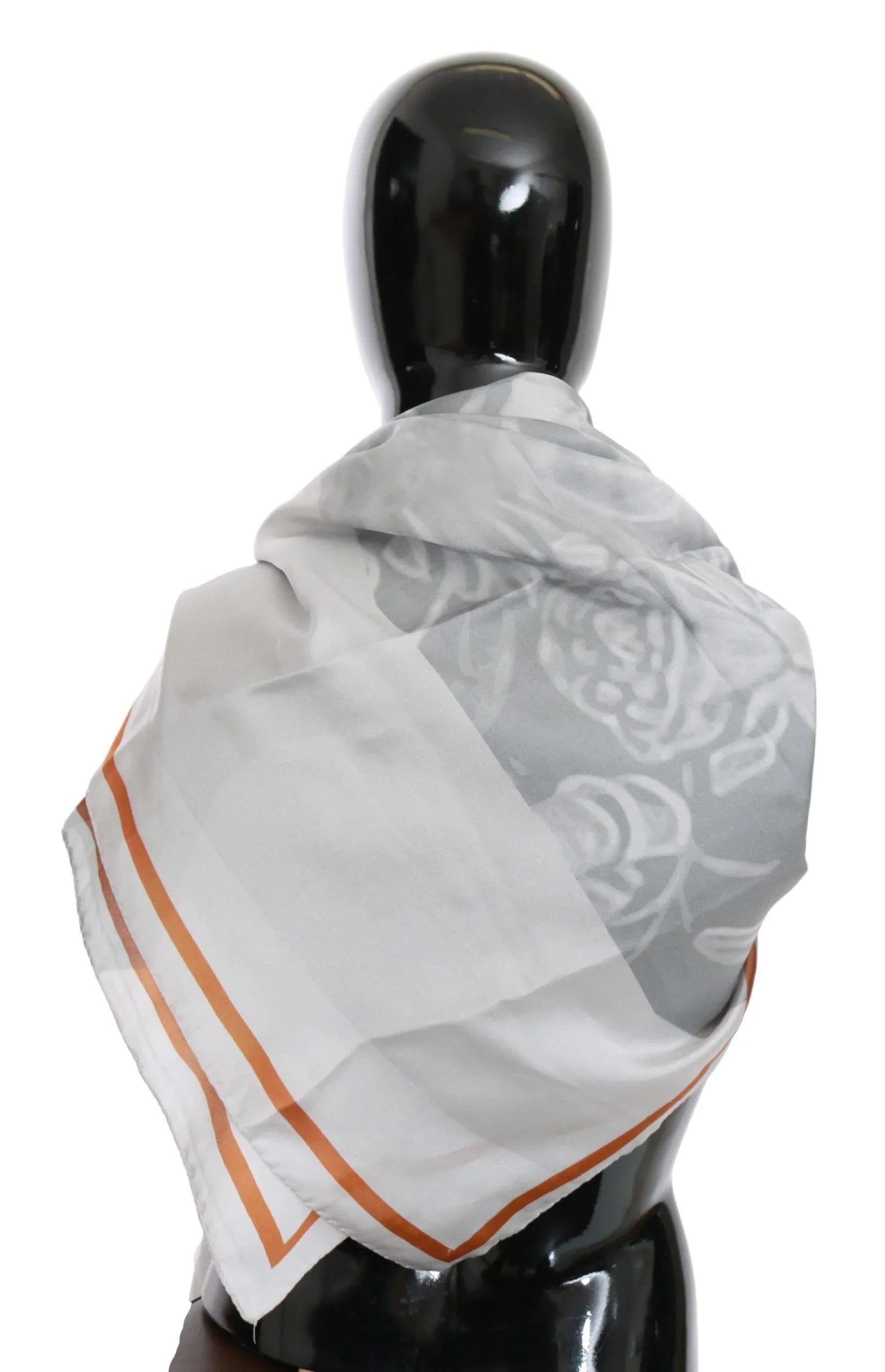 Costume National Gray Red Silk Shawl Foulard Wrap Scarf - Zeiniez