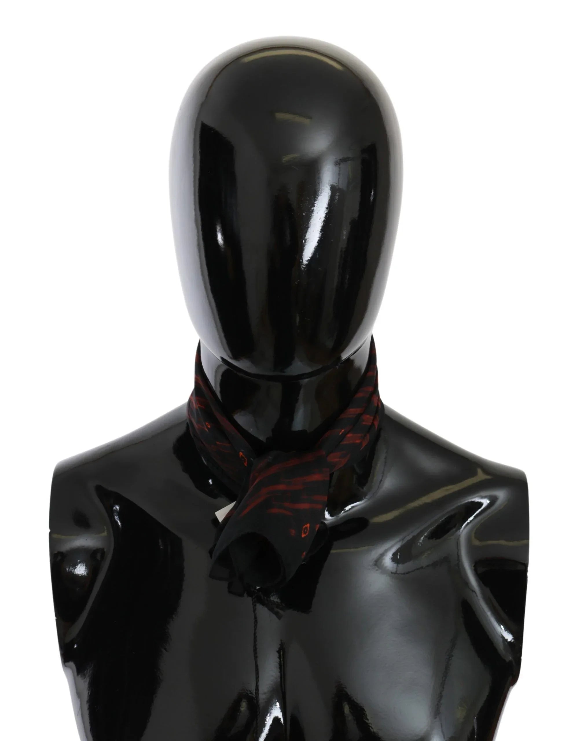 Costume National Black Orange 100% Silk Branded Scarf - Zeiniez