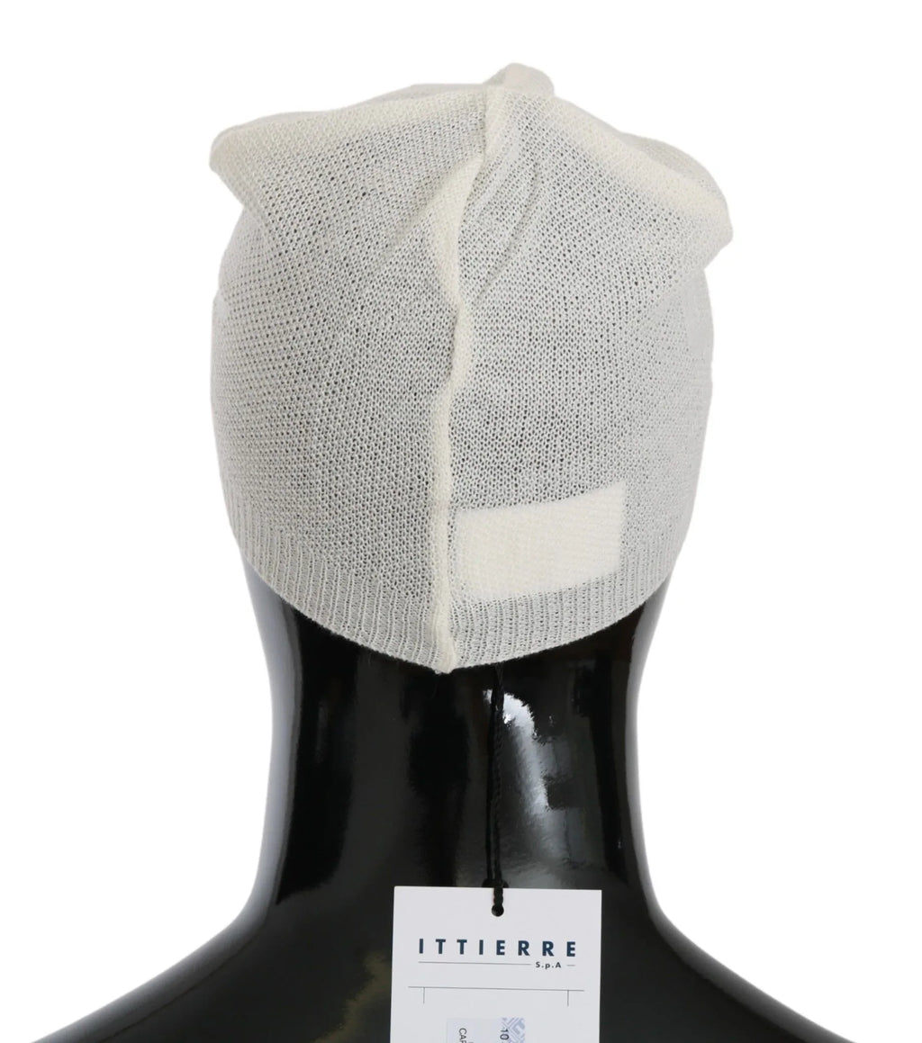 Costume National Beanie White Wool Blend Branded Hat - Zeiniez