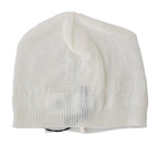 Costume National Beanie White Wool Blend Branded Hat - Zeiniez