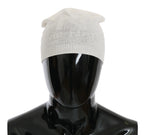 Costume National Beanie White Wool Blend Branded Hat - Zeiniez