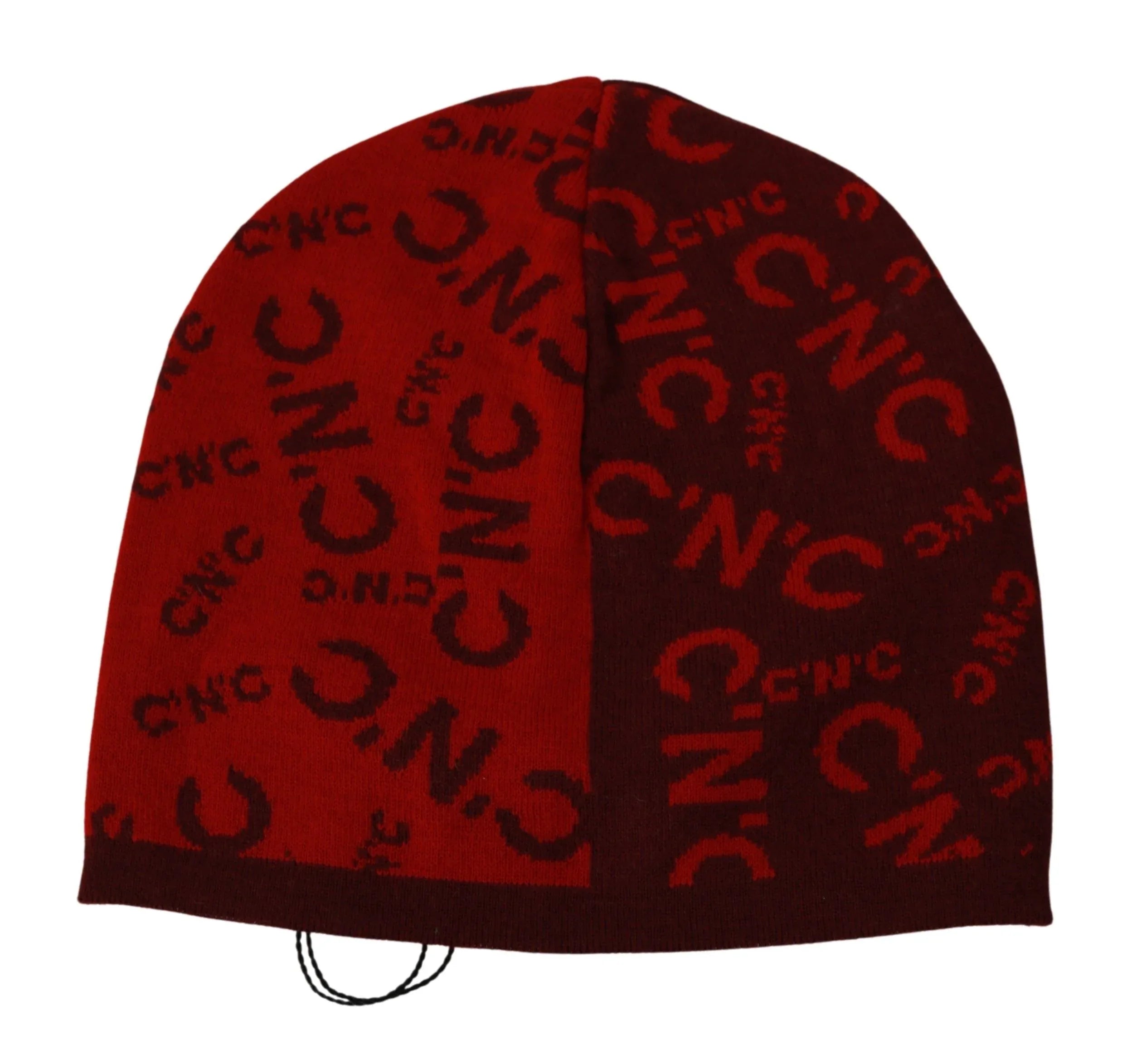 Costume National Red Wool Blend Branded Beanie Hat - Zeiniez