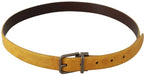 Dolce & Gabbana Yellow Exotic Skin Leather Grey Buckle Belt - Zeiniez