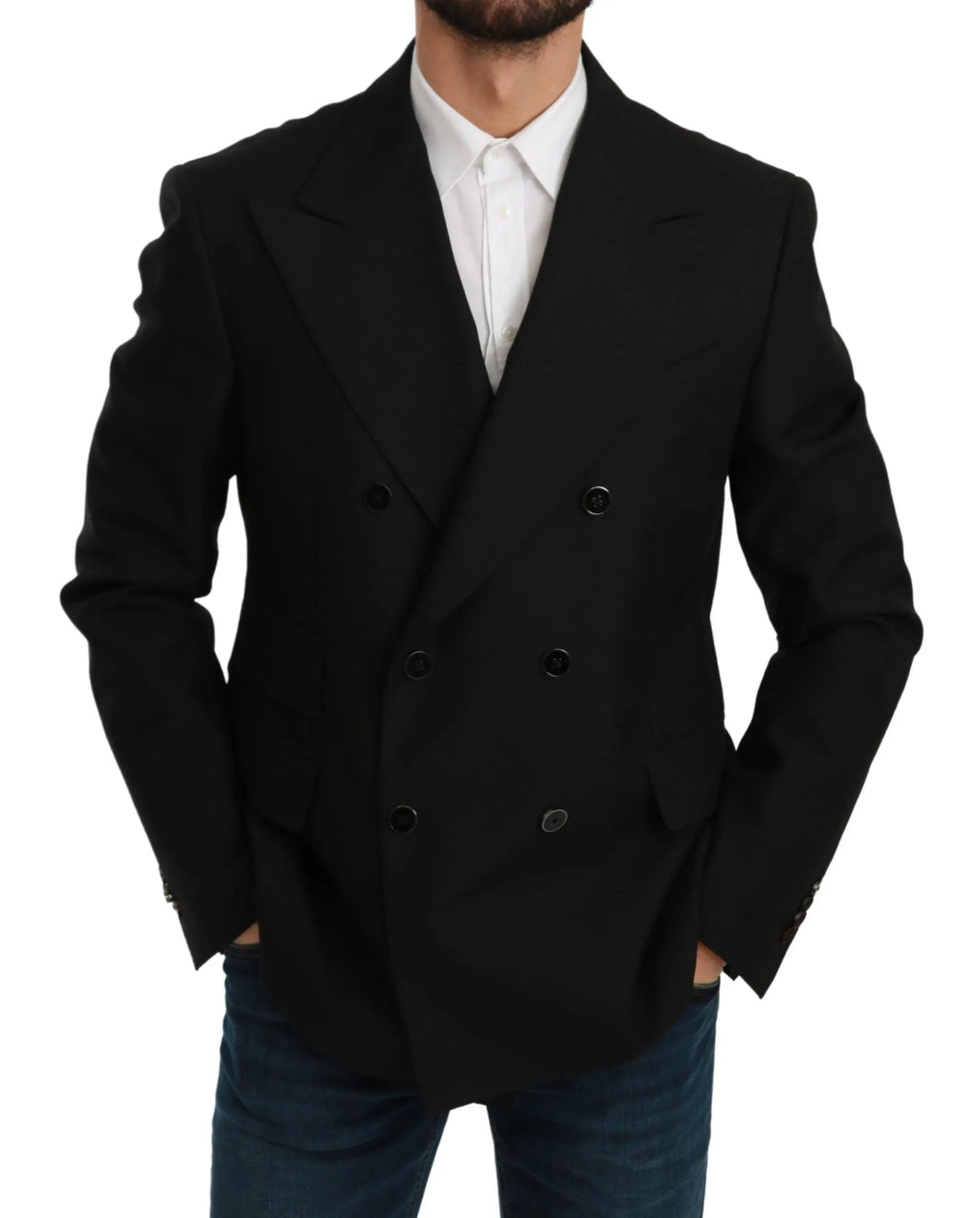 Dolce & Gabbana Black Slim Fit Jacket Coat Wool Blazer - Zeiniez