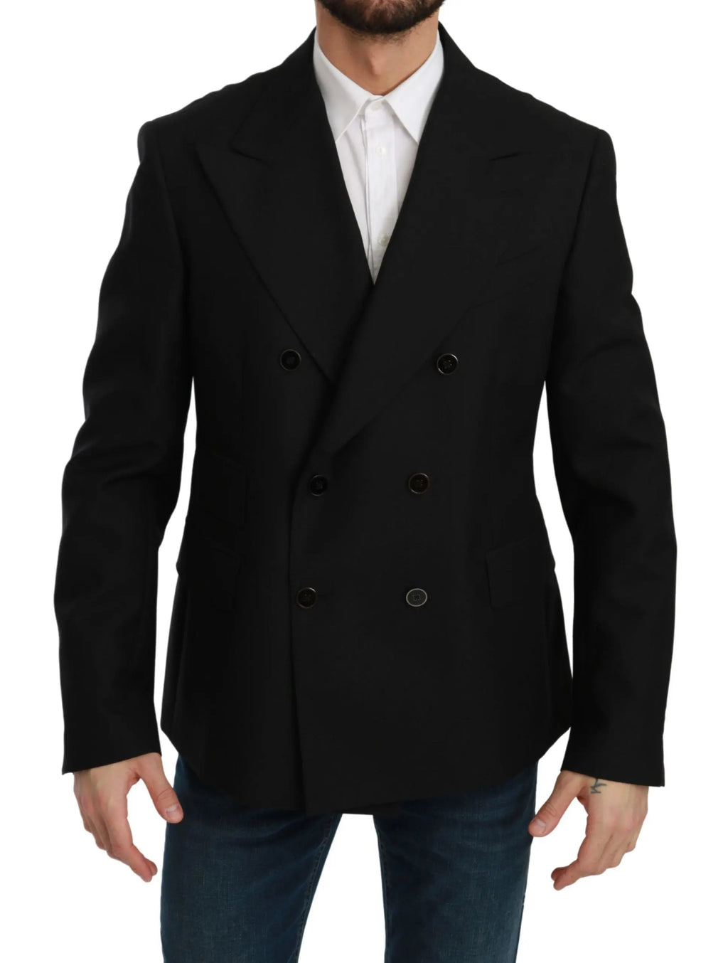 Dolce & Gabbana Black Slim Fit Jacket Coat Wool Blazer - Zeiniez