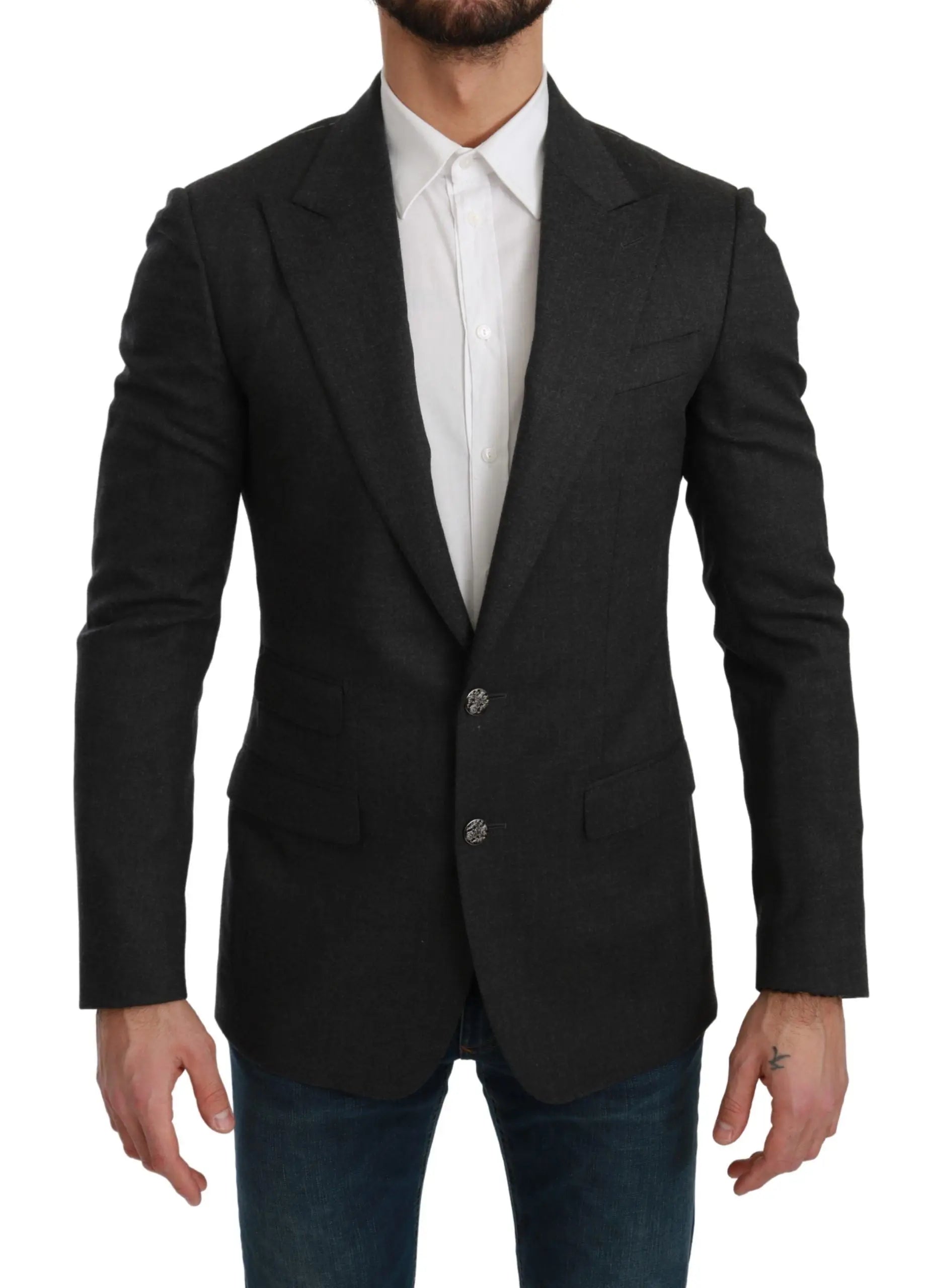 Dolce & Gabbana Gray NAPOLI Slim Fit Jacket Wool Blazer - Zeiniez