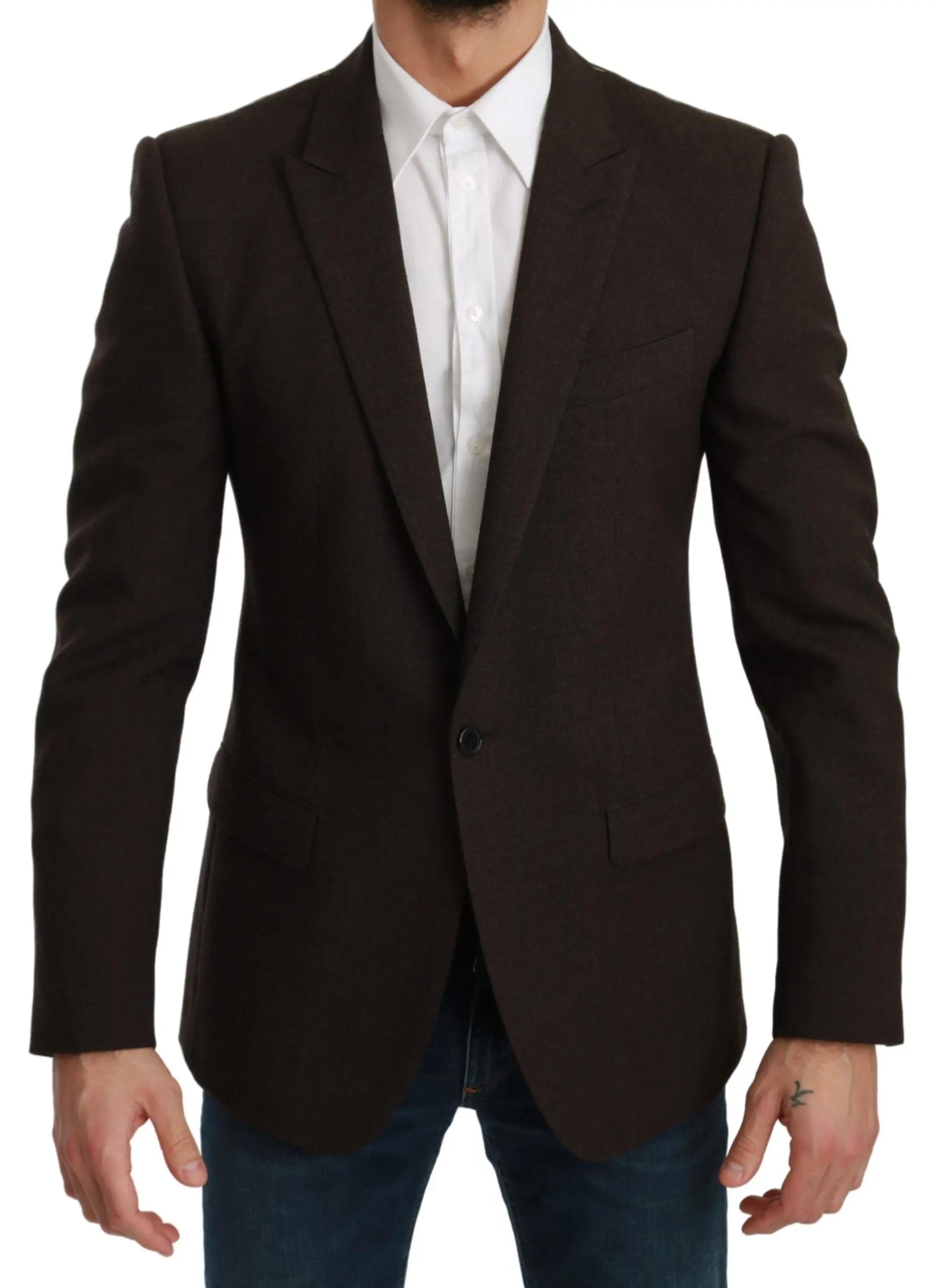Dolce & Gabbana Brown Slim Fit Coat Jacket MARTINI Blazer - Zeiniez