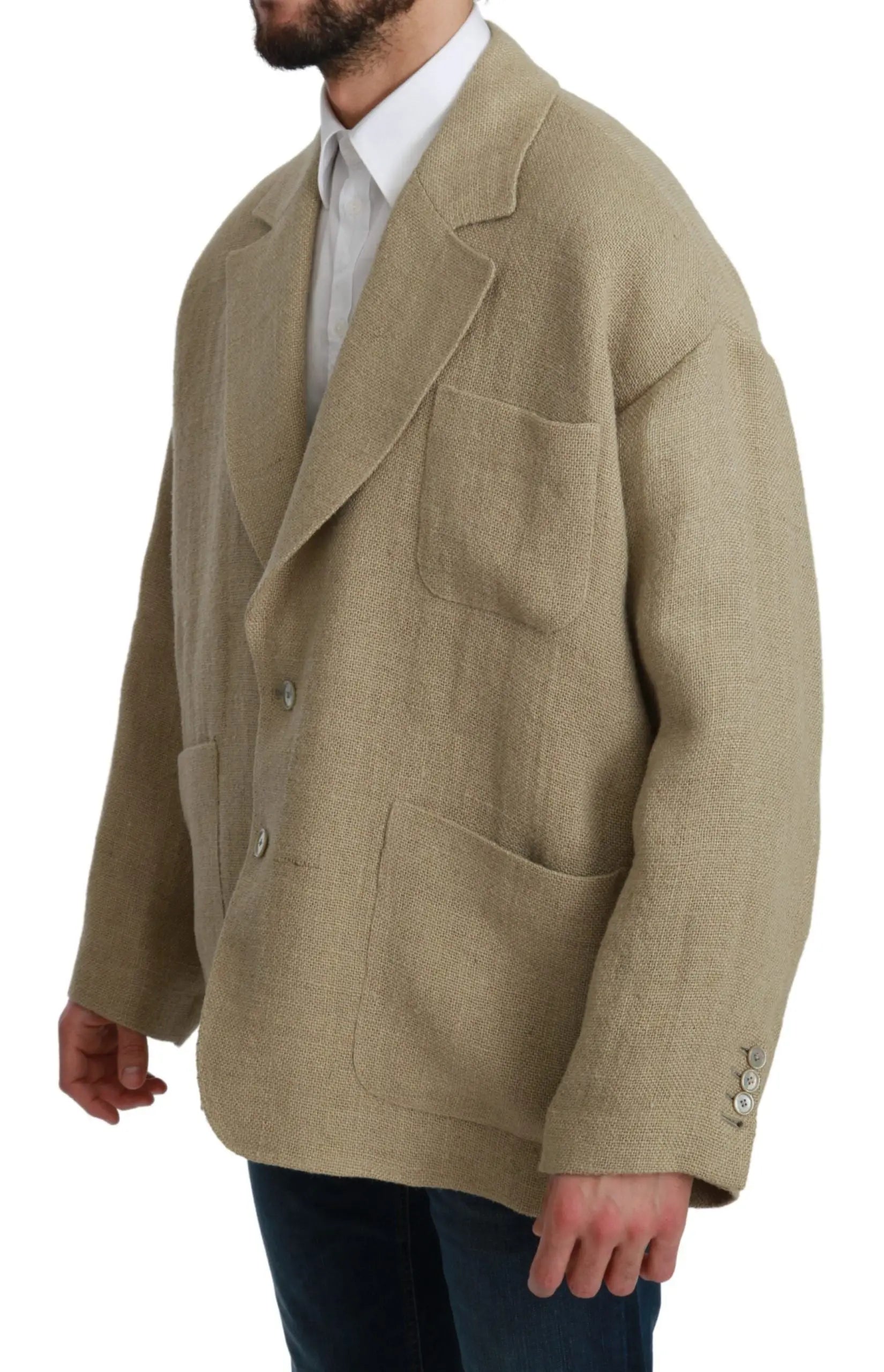 Dolce & Gabbana Beige Jacket Coat 100% Jute Blazer Coat - Zeiniez