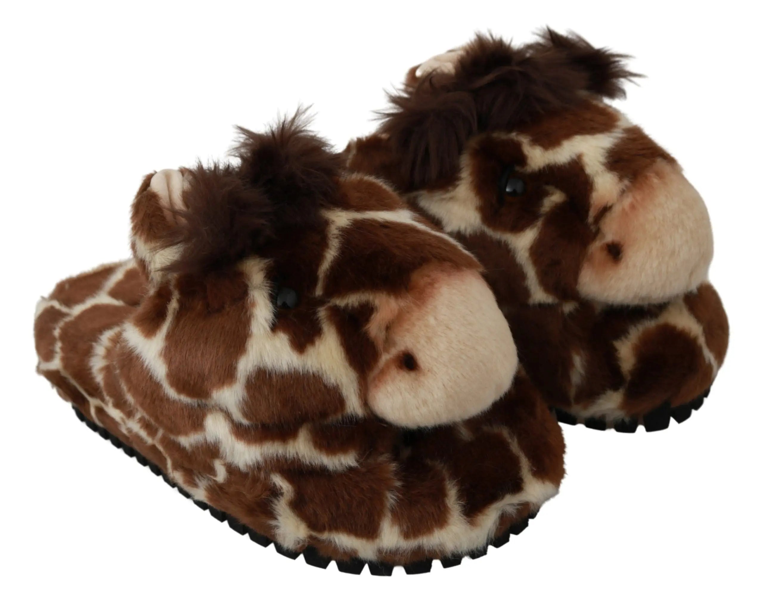 Dolce & Gabbana Brown Giraffe Slippers Flats Sandals Shoes - Zeiniez