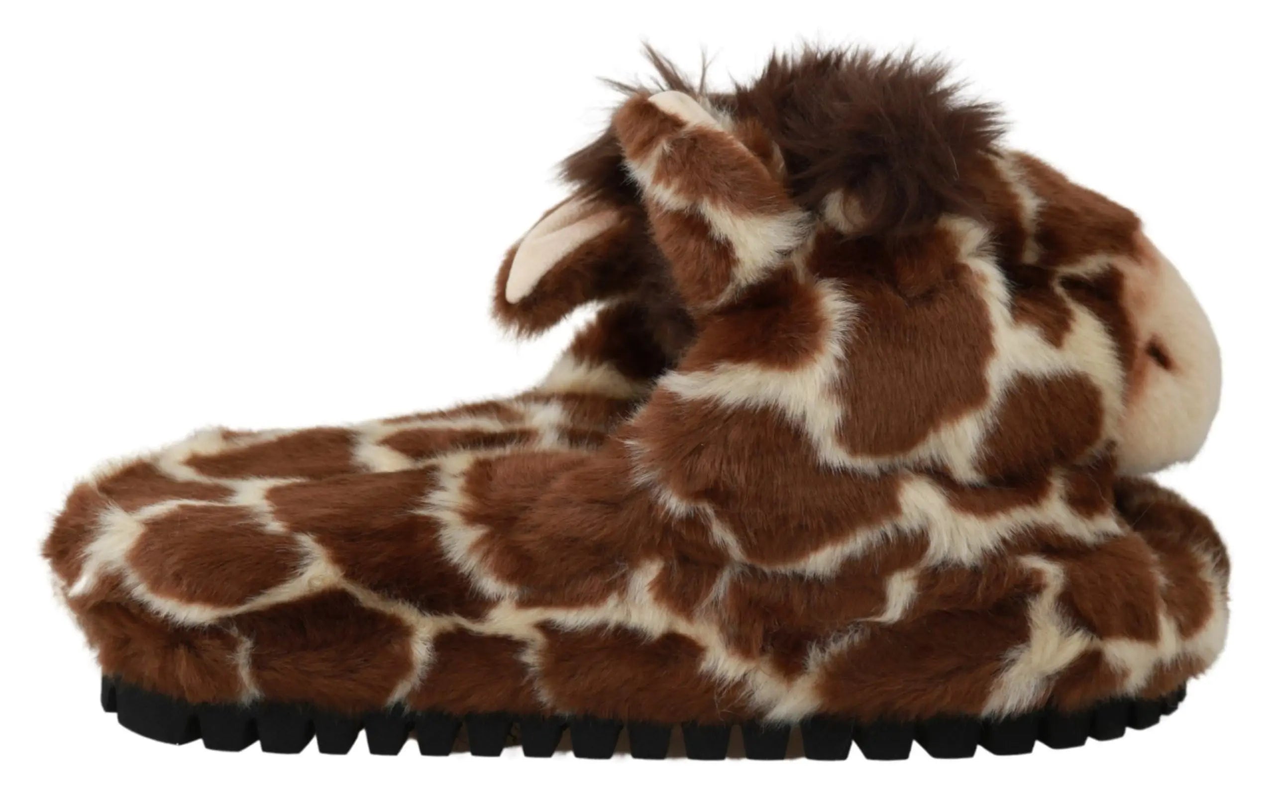 Dolce & Gabbana Brown Giraffe Slippers Flats Sandals Shoes - Zeiniez