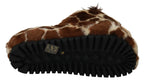 Dolce & Gabbana Brown Giraffe Slippers Flats Sandals Shoes - Zeiniez