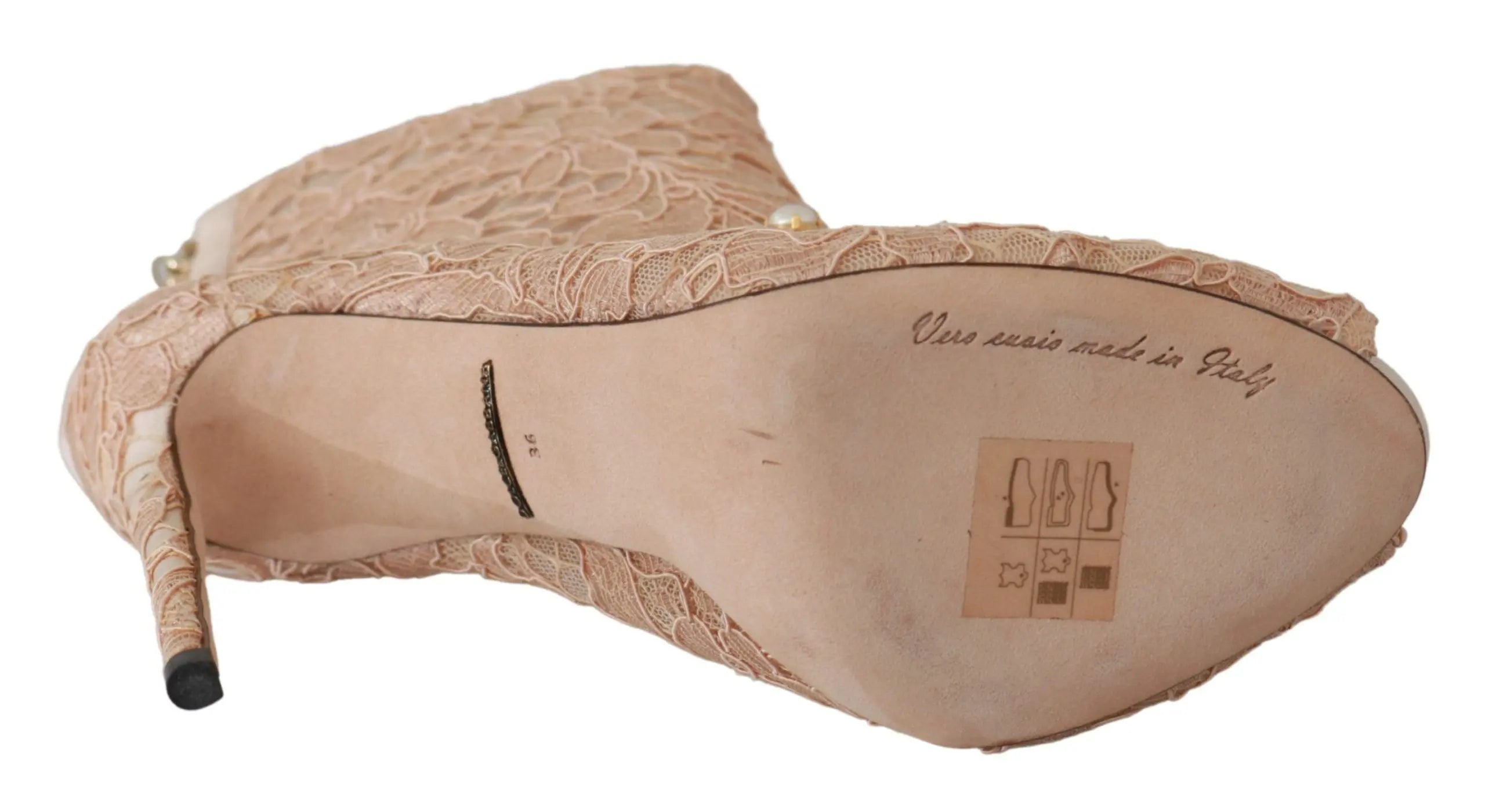 Dolce & Gabbana Pink Crystal Lace Booties Stilettos Shoes - Zeiniez