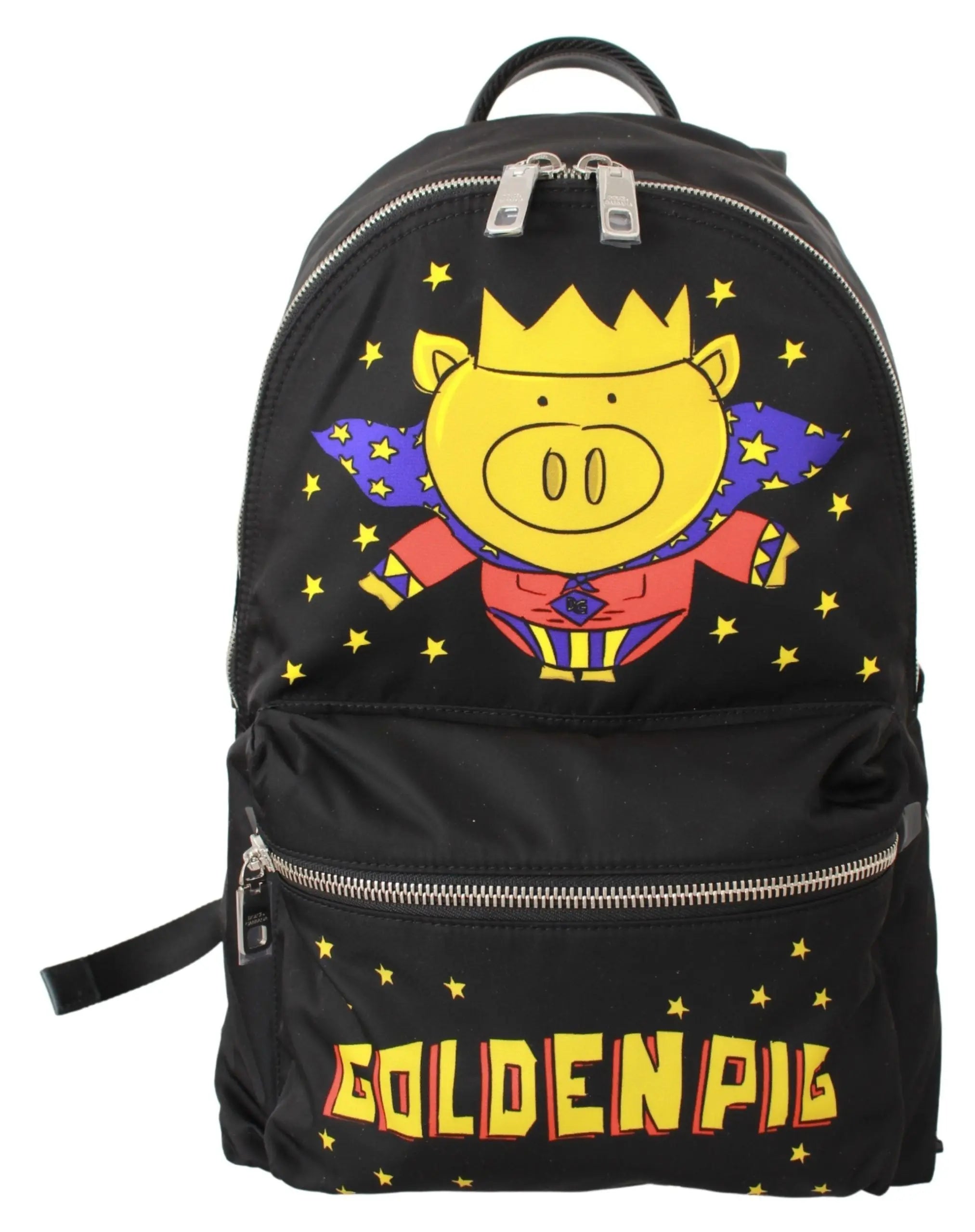 Dolce & Gabbana Black Golden Pig of the Year School Backpack - Zeiniez