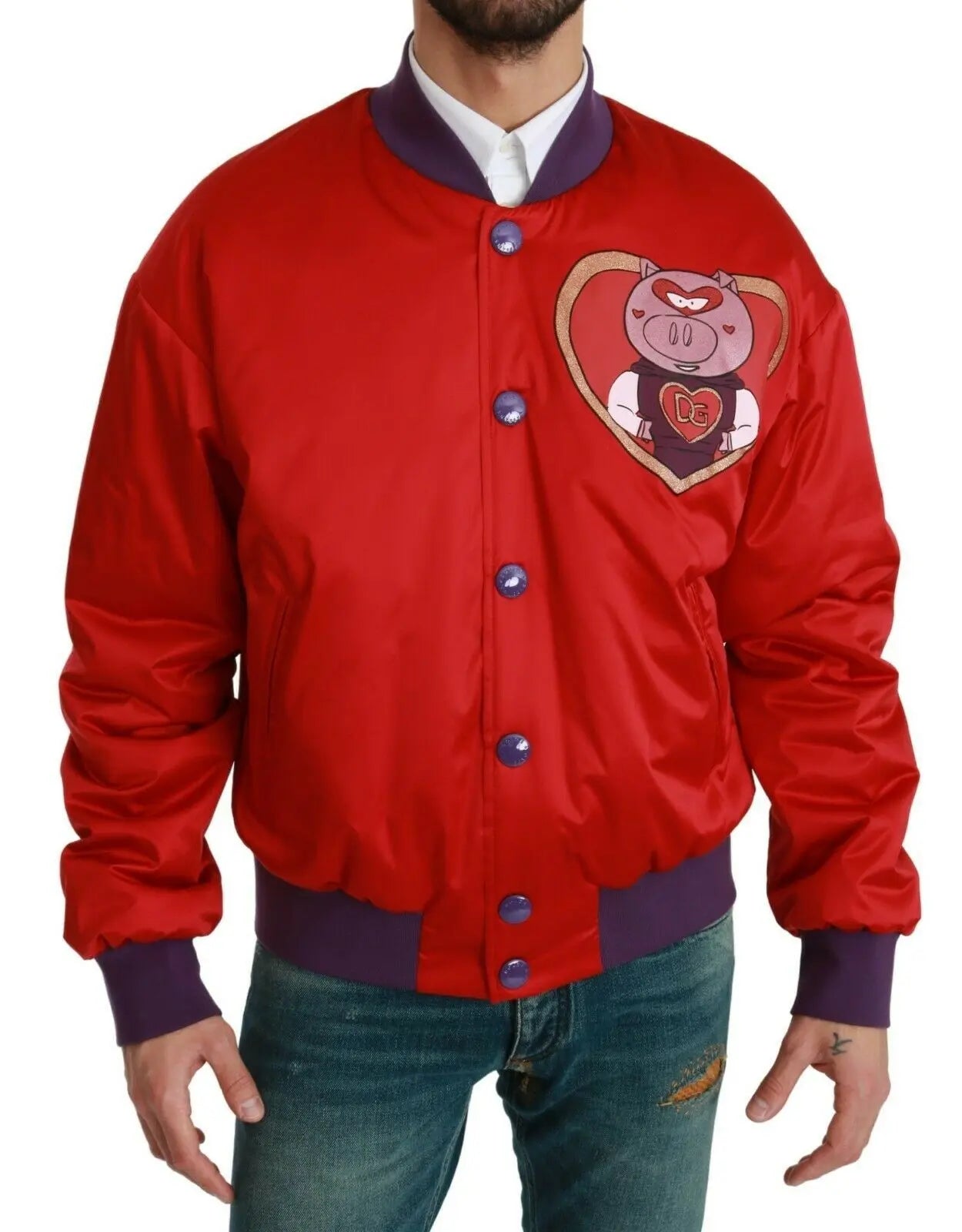 Dolce & Gabbana Red YEAR OF THE PIG Bomber Jacket - Zeiniez