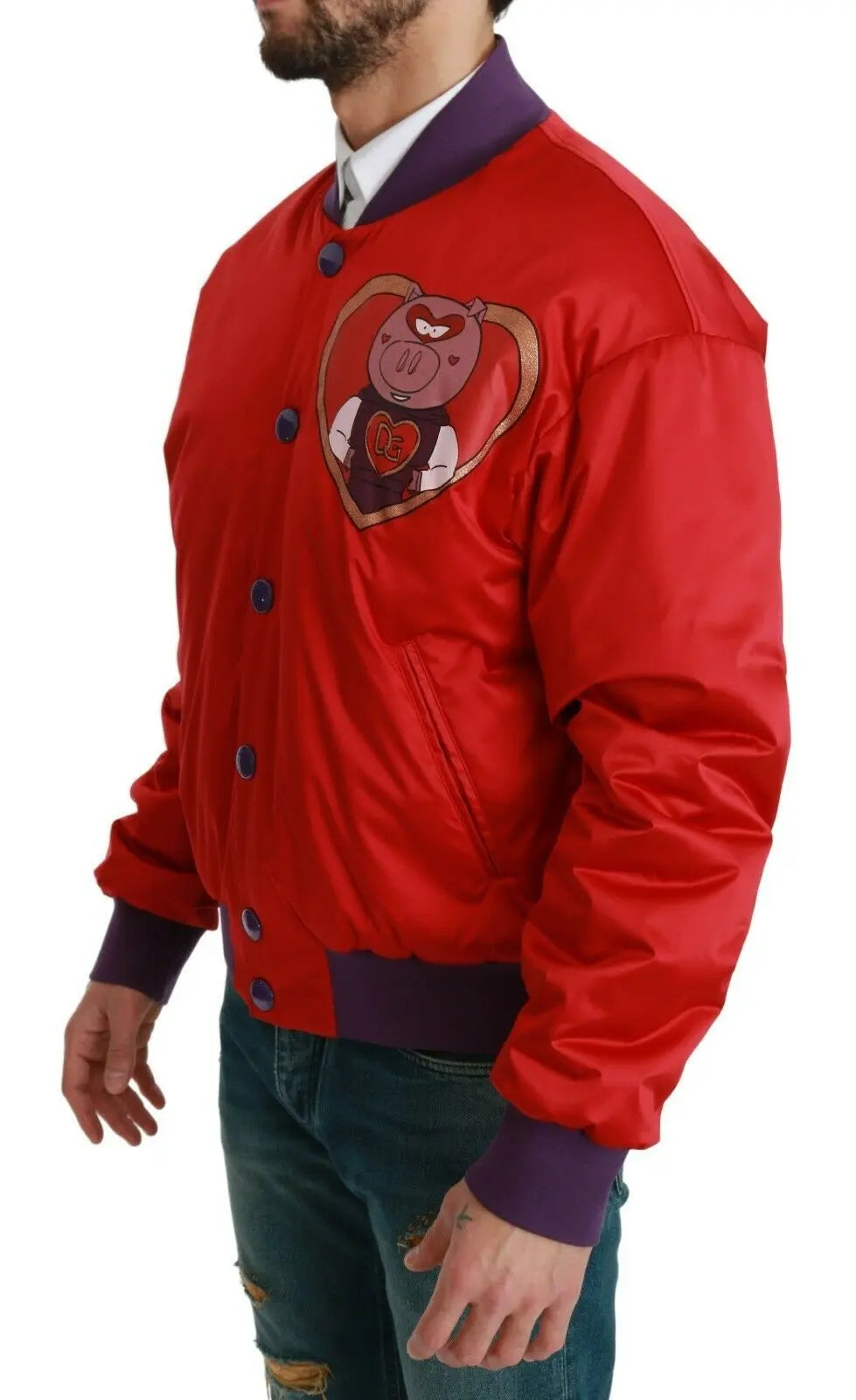 Dolce & Gabbana Red YEAR OF THE PIG Bomber Jacket - Zeiniez