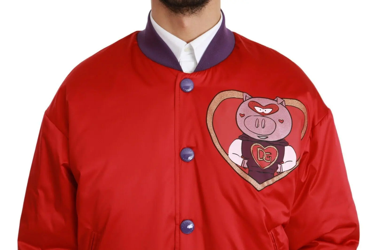 Dolce & Gabbana Red YEAR OF THE PIG Bomber Jacket - Zeiniez