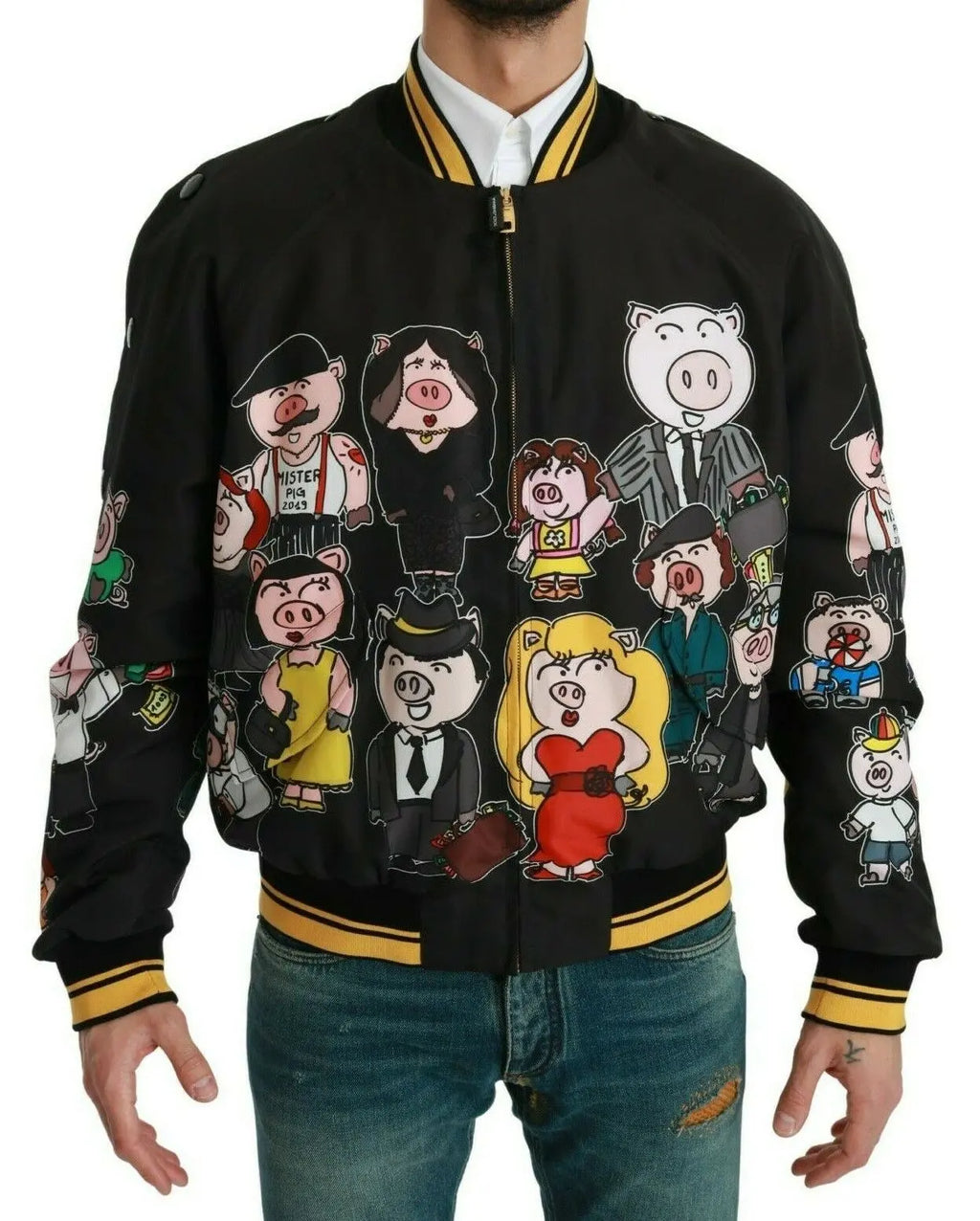 Dolce & Gabbana Black YEAR OF THE PIG Bomber Jacket - Zeiniez