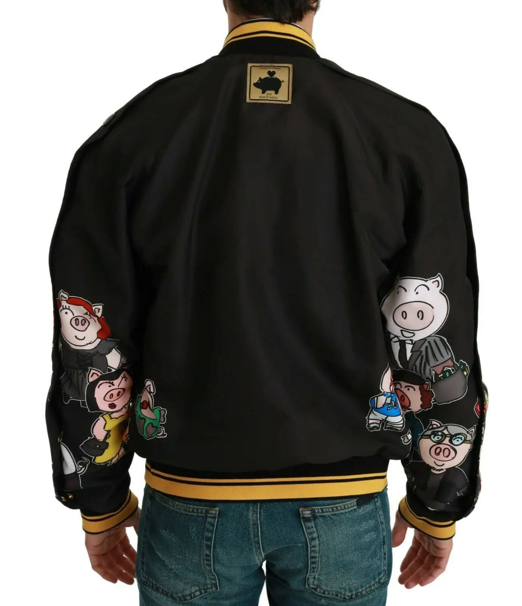 Dolce & Gabbana Black YEAR OF THE PIG Bomber Jacket - Zeiniez