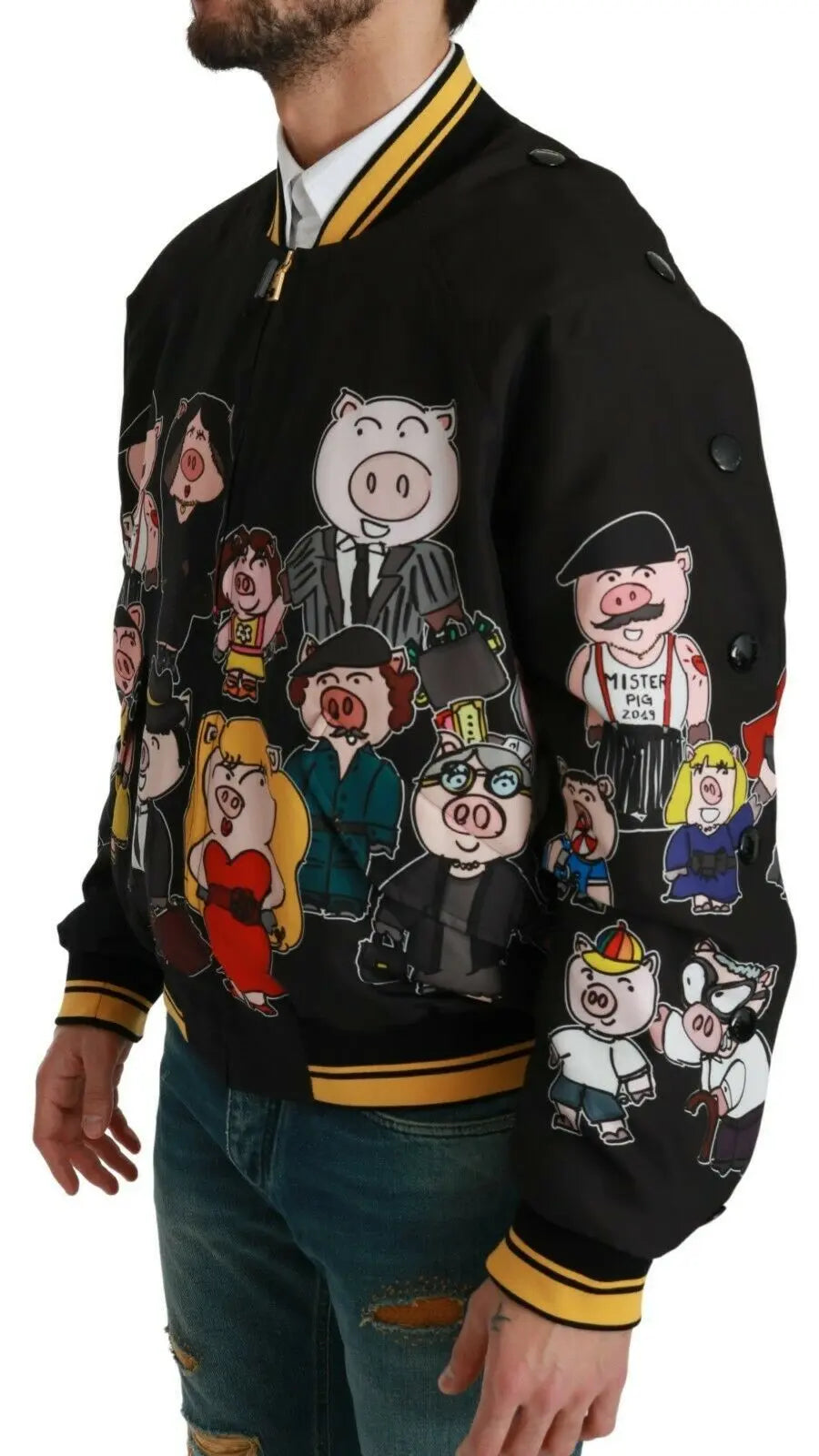 Dolce & Gabbana Black YEAR OF THE PIG Bomber Jacket - Zeiniez