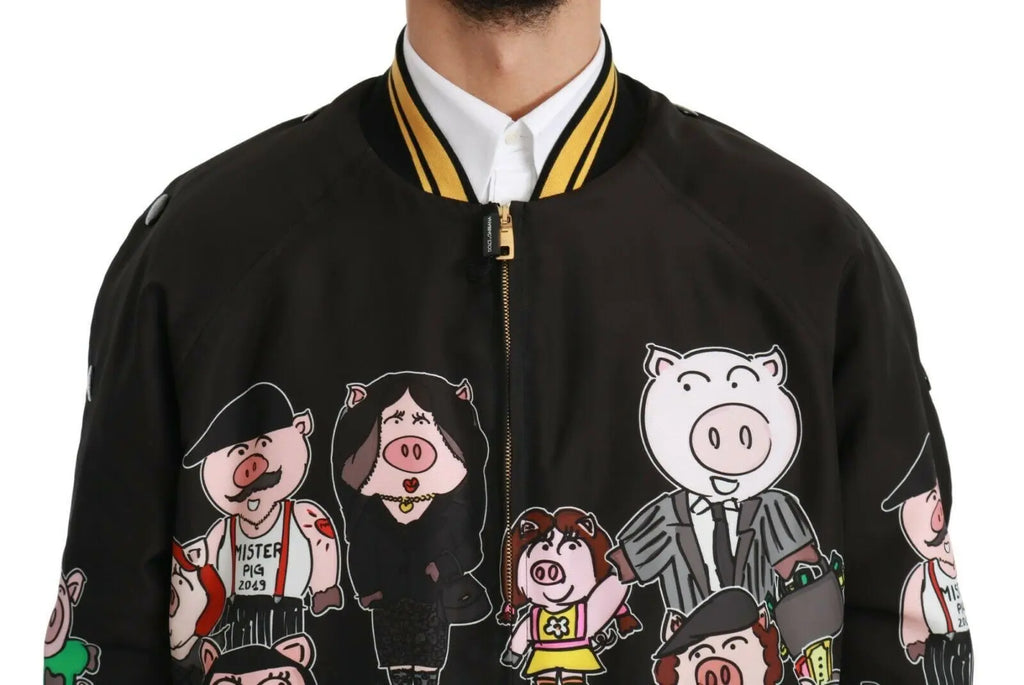 Dolce & Gabbana Black YEAR OF THE PIG Bomber Jacket - Zeiniez