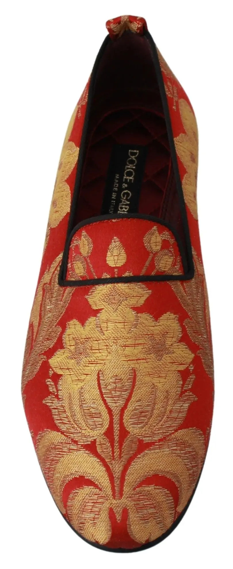 Dolce & Gabbana Red Gold Brocade Slippers Loafers Shoes - Zeiniez