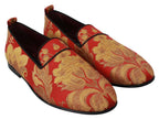Dolce & Gabbana Red Gold Brocade Slippers Loafers Shoes - Zeiniez