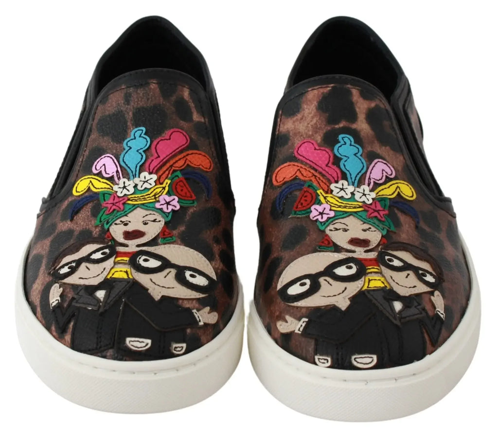 Dolce & Gabbana Leather Leopard #dgfamily Loafers Shoes - Zeiniez