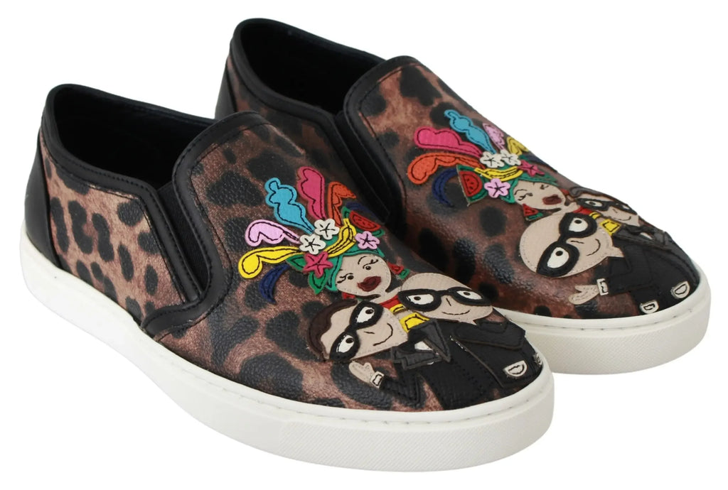 Dolce & Gabbana Leather Leopard #dgfamily Loafers Shoes - Zeiniez