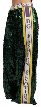 Dolce & Gabbana Green Sequin Trousers Queens Angel Pants - Zeiniez
